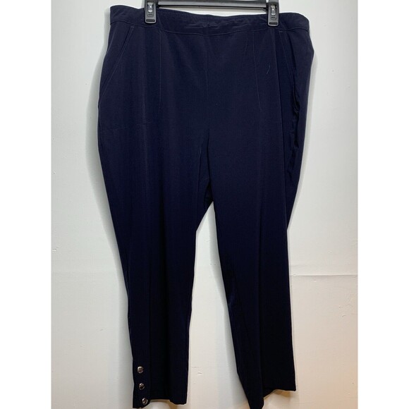 Chicos Dark Navy Blue Pants Snaps Stretch Sz 2.5 / 14 / L - Picture 1 of 7